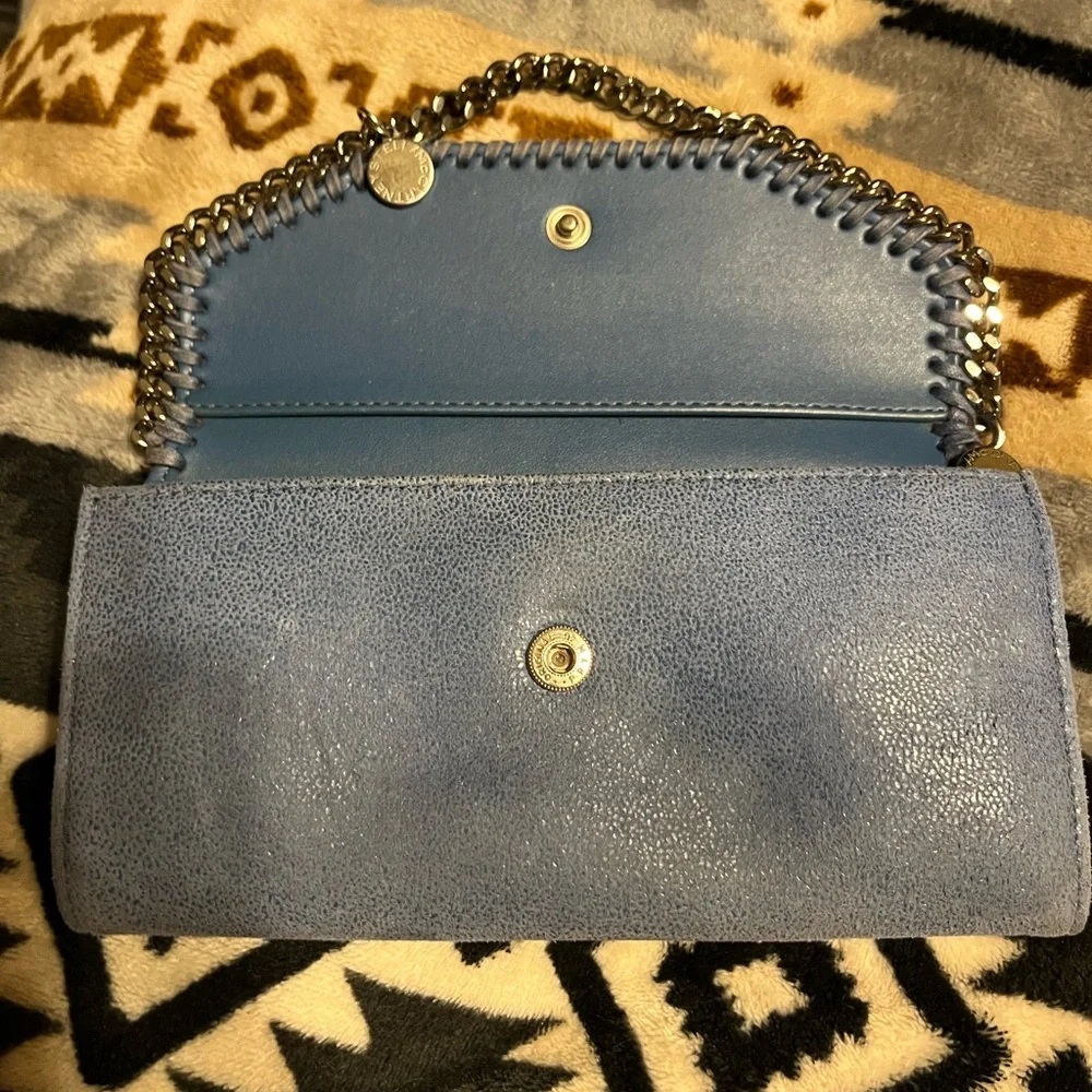 Stella McCartney EUC COA* Falabella Continental Flap Wallet Clutch -Cyan . - Picture 4 of 17